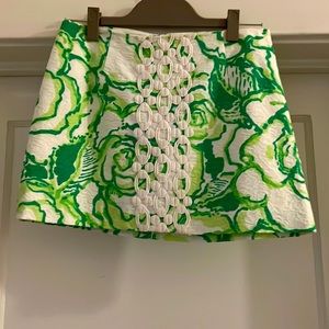 Lily Pulitzer green and white mini skirt